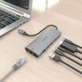 Aisens ASUC-6P030-GR Dock USB Tipo-C 6 en 1 con HDMI 4K 60Hz, 1xUSB-A 10Gbps, 2xUSB-C 10Gbps, 1xUSB-C PD 100W, 1xRJ45 Gigabit, Color Gris